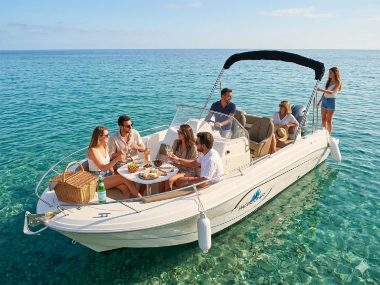 Verhuur Motorboot in Can Pastilla - Pacific Craft Q670 'Atlas' (10p/200hp)
