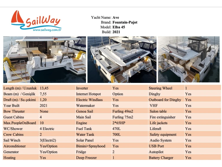 Verhuur Catamaran in Adaköy - Fountaine Pajot Elba 45